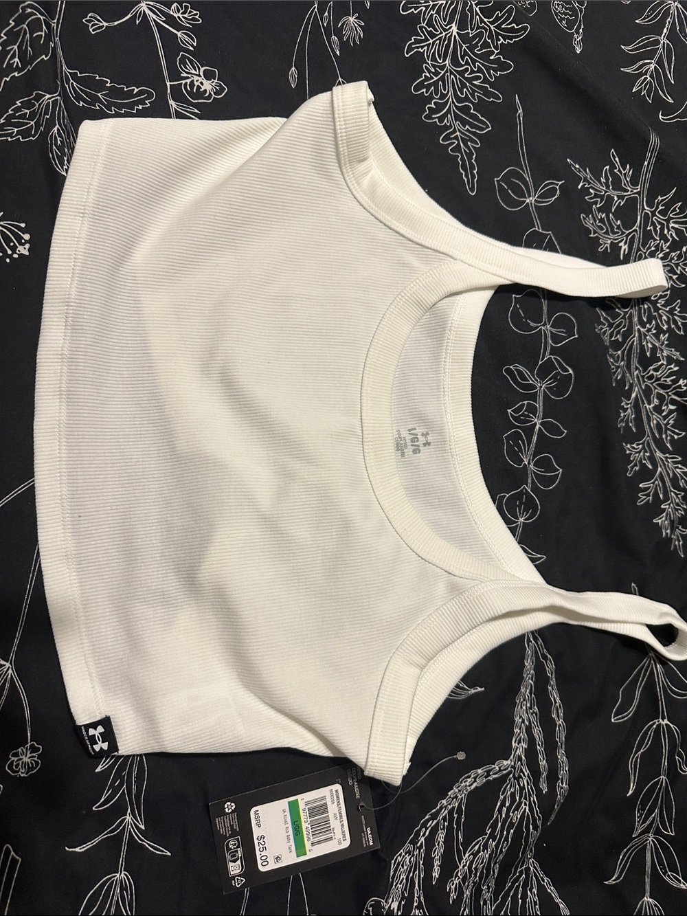Under Armour White Ribbed Sports Crop Tank Top